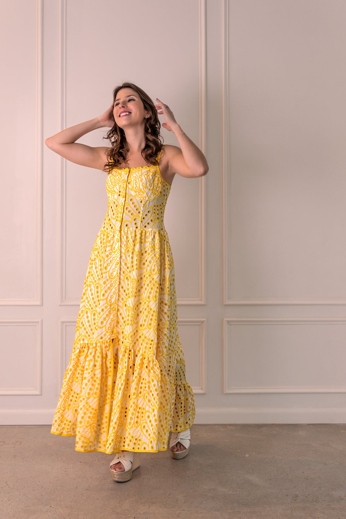 manuela maxi dress Peach Pom Pom Manuela Maxi Dress Peachy PETALS / XXL